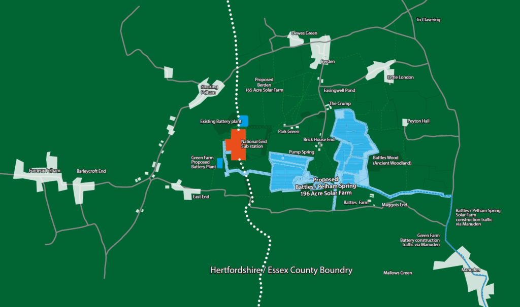 map showing proposed solar farm development site location