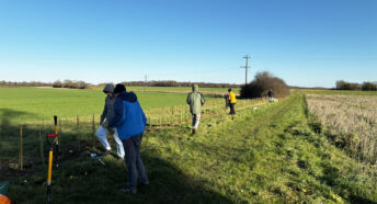 volunteers planting a new hedgerow